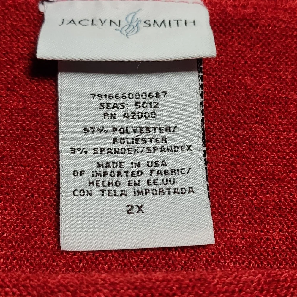 Jaclyn Smith Women's Red Sequin Off the Shoulder Long-Sleeve Sweater Size 2X E24 - Picture 3 of 5